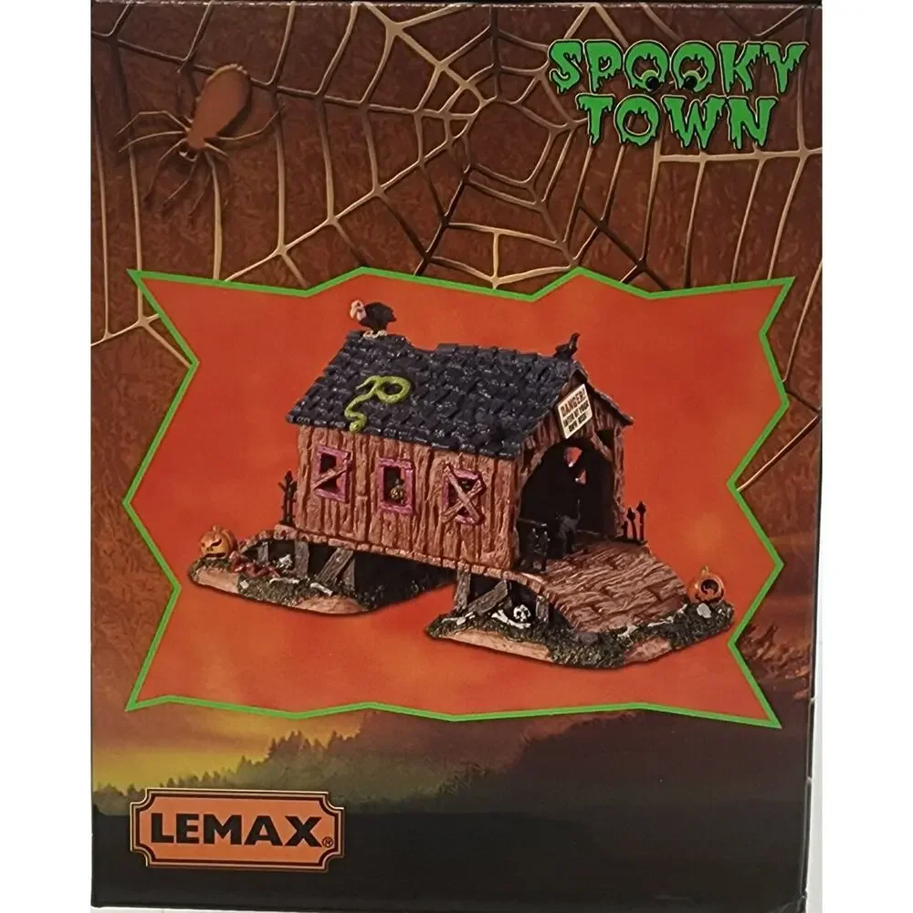 Lemax 2023 Creepy Covered Bridge Spooky Town #33631 Buzzard Crows Snakes Skulls